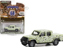 2022 Jeep Gladiator Pickup Truck U.S. Army Military Spec Camouflage Battalion 64 Series 3 1/64 Diecast Model Car Greenlight 61030F