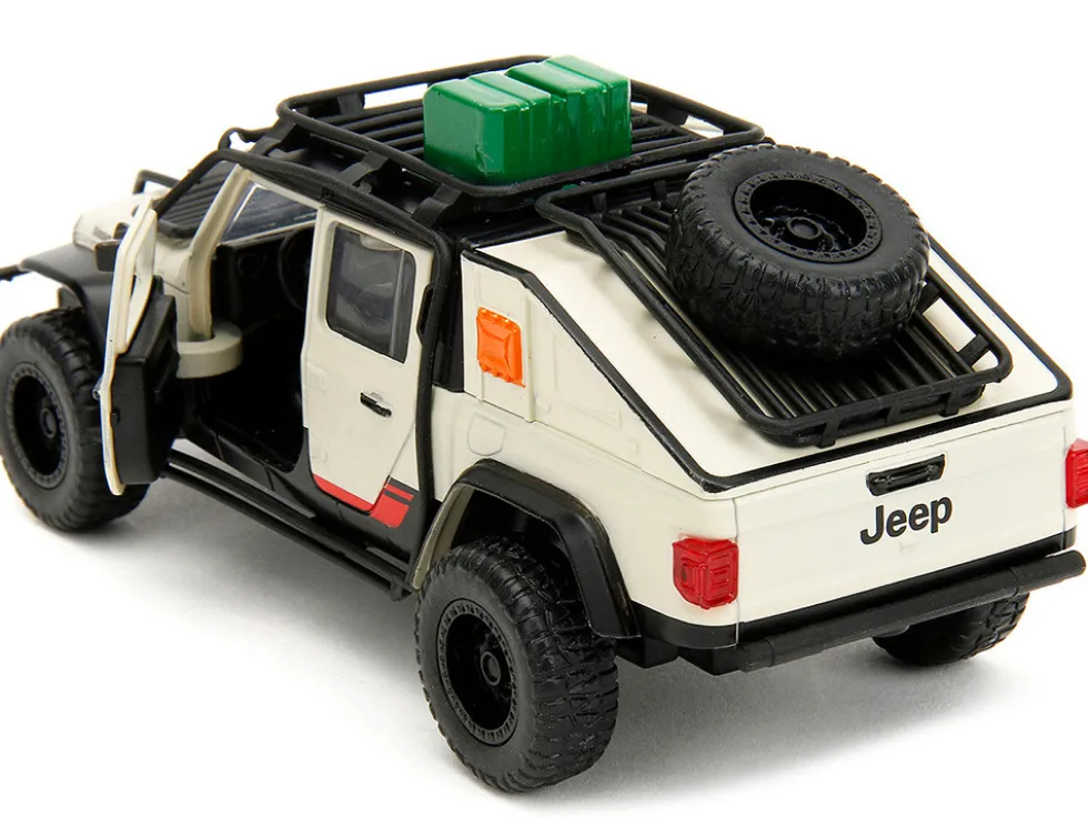 Jeep Gladiator Pickup Truck with Equipment Shell Beige with Graphics Biosyn Genetics Jurassic World Dominion 2022 Movie Hollywood Rides Series 1/32 Diecast Model Car Jada 34465