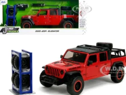 2020 Jeep Gladiator Rubicon Pickup Truck Red with Black Top and Extra Wheels "Just Trucks" Series 1/24 Diecast Model Car by Jada