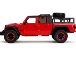 2020 Jeep Gladiator Rubicon Pickup Truck Red with Black Top and Extra Wheels "Just Trucks" Series 1/24 Diecast Model Car by Jada