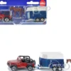 Jeep Red with Horse Trailer Blue and Horse Accessory Diecast Model Siku 1651