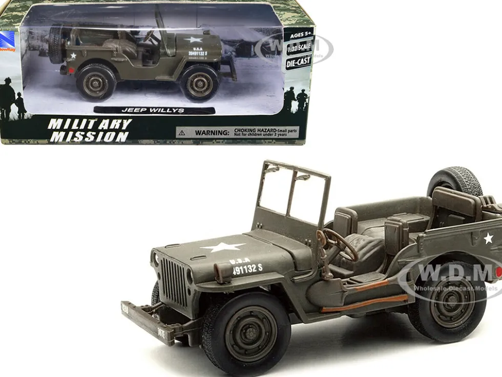 Jeep Willys USA Army Green 1/4 Ton 1/32 Diecast Model New Ray 54133