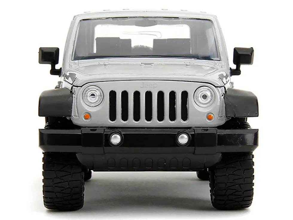 2007 Jeep Wrangler Gray and Black with Blue and White Stripes with Extra Wheels Just Trucks Series 1/24 Diecast Model Car Jada 34194