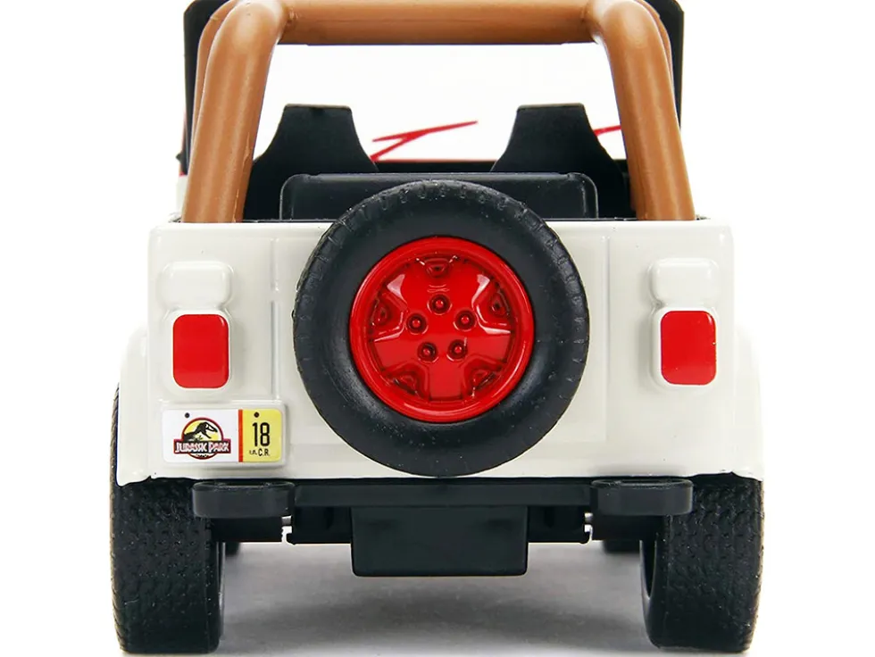 Jeep Wrangler #18 Jurassic Park Red Beige Jurassic World 1/32 Diecast Model Car Jada 32129