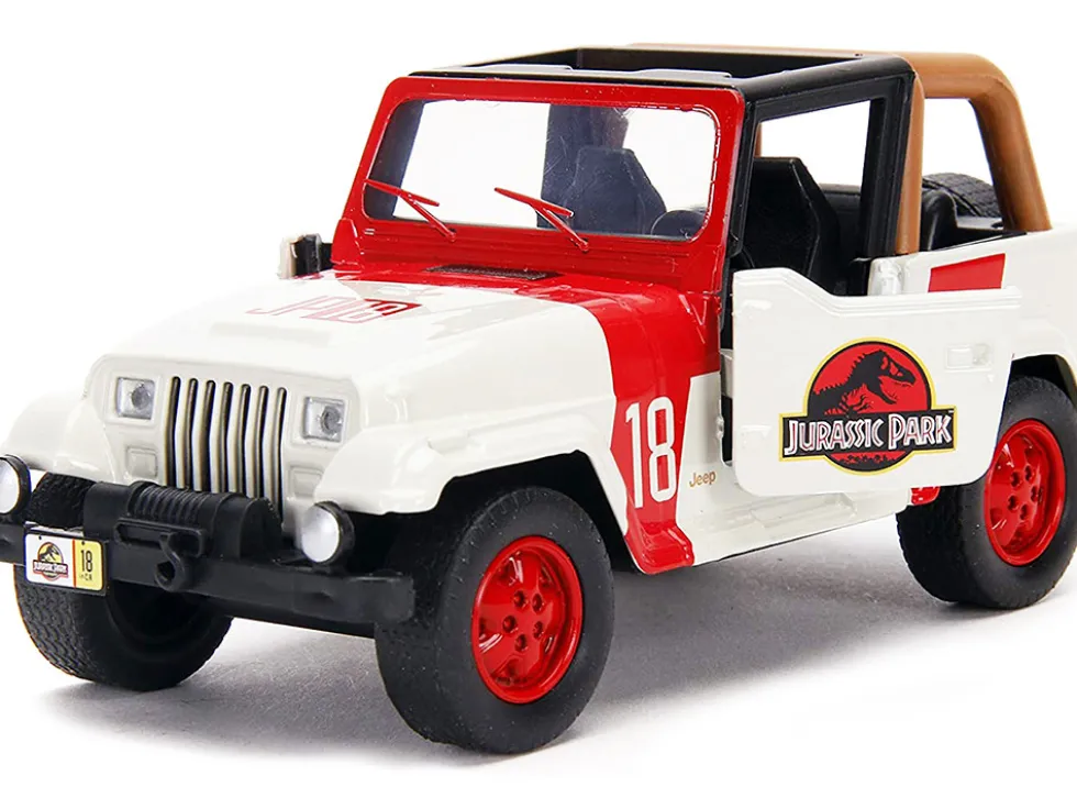 Jeep Wrangler #18 Jurassic Park Red Beige Jurassic World 1/32 Diecast Model Car Jada 32129