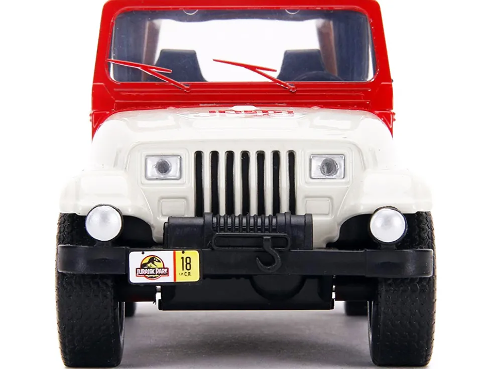Jeep Wrangler #18 Jurassic Park Red Beige Jurassic World 1/32 Diecast Model Car Jada 32129