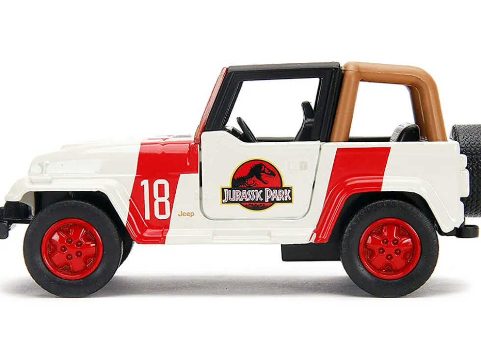 Jeep Wrangler #18 Jurassic Park Red Beige Jurassic World 1/32 Diecast Model Car Jada 32129