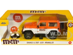 2017 Jeep Wrangler Orange Metallic White Orange M&M Diecast Figure M&M's Hollywood Rides Series 1/24 Diecast Model Car Jada 34401