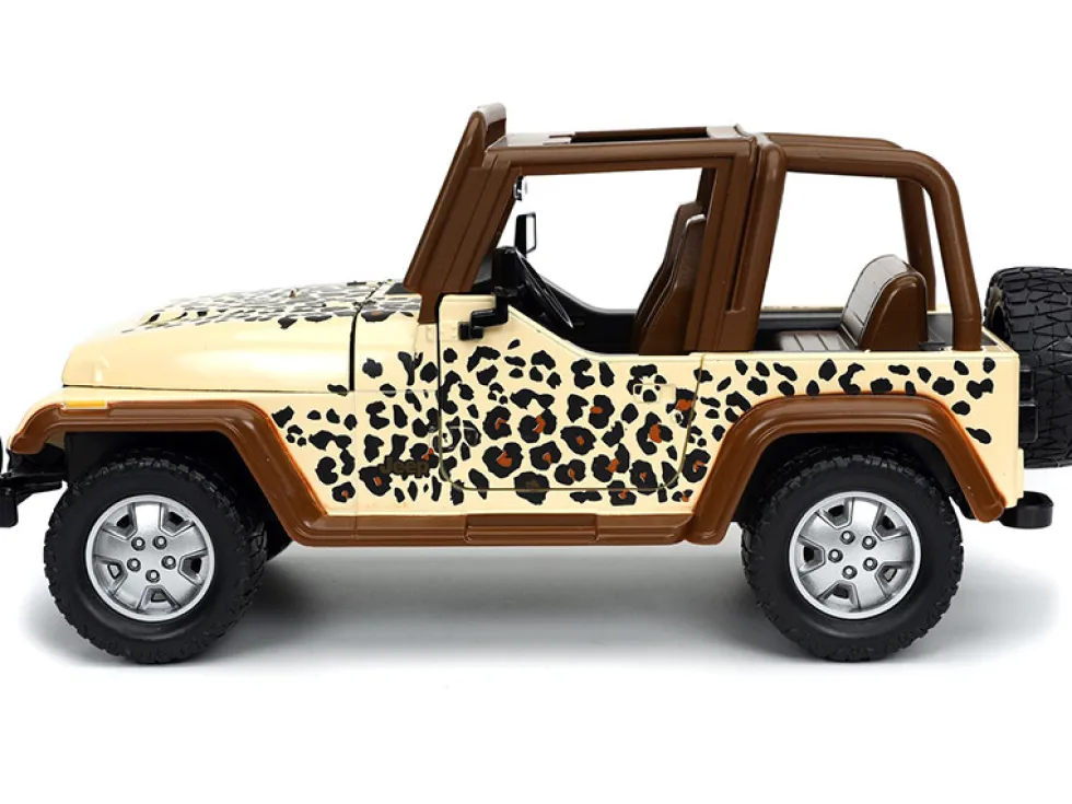 1992 Jeep Wrangler Tan Brown Graphics Extra Wheels Just Trucks Series 1/24 Diecast Model Car Jada 32426