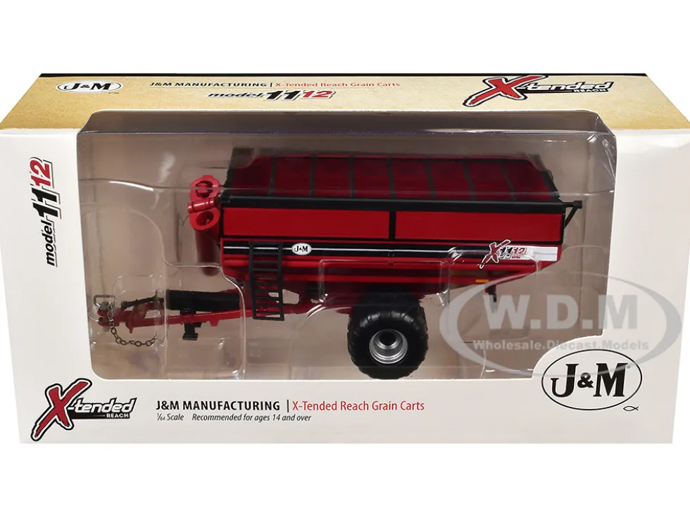 J&M 1112 X-Tended Reach Grain Cart with Wheels Red 1/64 Diecast Model by SpecCast