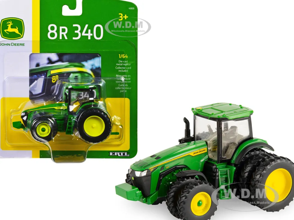 John Deere 8R 340 Tractor Dual Wheels Green 1/64 Diecast Model ERTL TOMY 45830