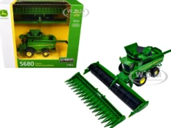 John Deere S680 Tracked Combine with 16-Row Corn Head and Draper Grain Head Green "Prestige Collection" Series 1/64 Diecast Model by ERTL TOMY