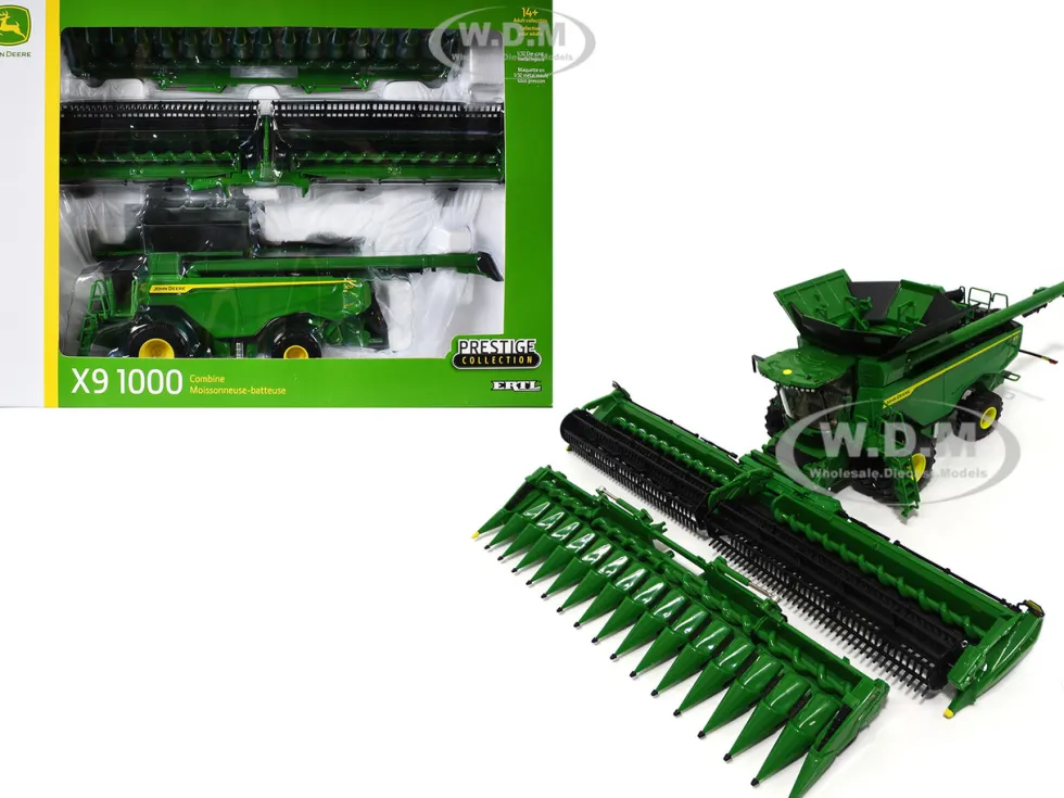 John Deere X9 1000 Combine with 16-Row Corn Head and Draper Grain Head Green "Prestige Collection" Series 1/32 Diecast Model by ERTL TOMY