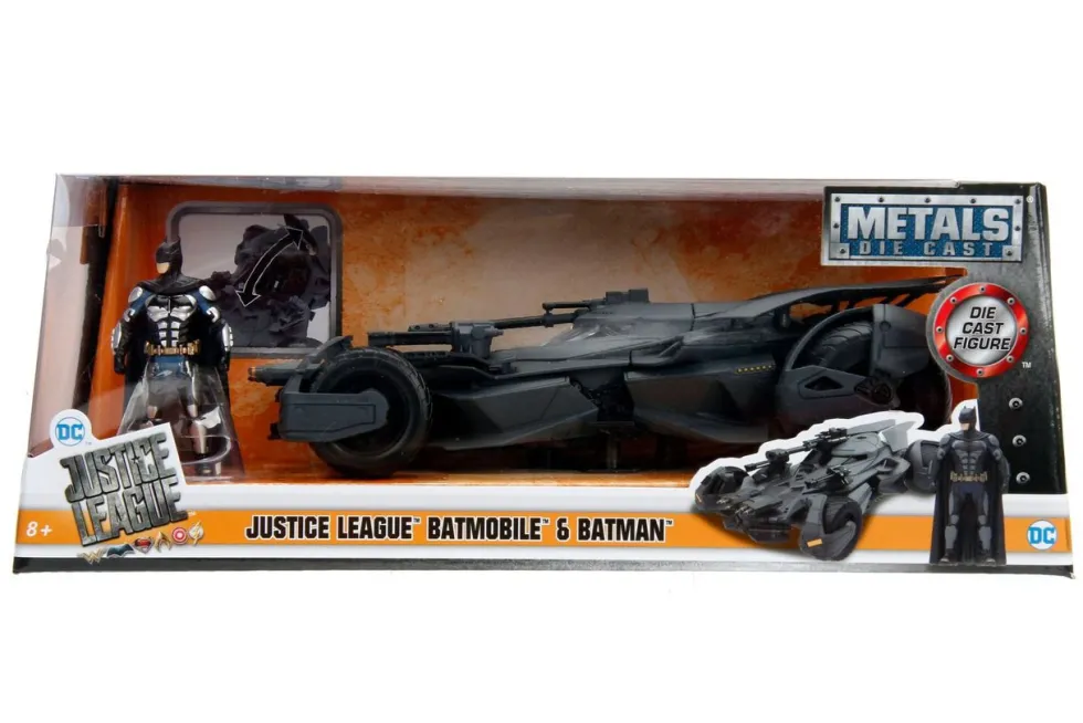 2017 Justice League Batmobile with diecast Batman Figure 1/24 Diecast Model Car Jada 99232