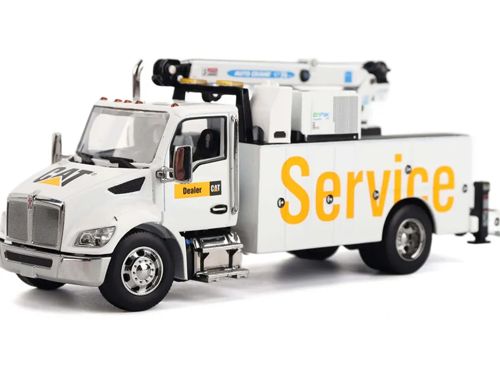 Kenworth T380 Auto-Crane Titan 85 Truck with Miller EnPak White "Transport Series" 1/50 Diecast Model by Diecast Masters