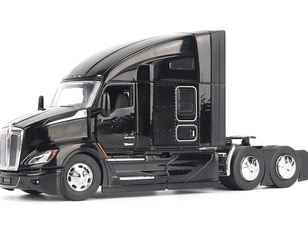Kenworth T680 76" High Roof Sleeper Cab Truck Tractor Black "Transport Series" 1/50 Diecast Model by Diecast Masters