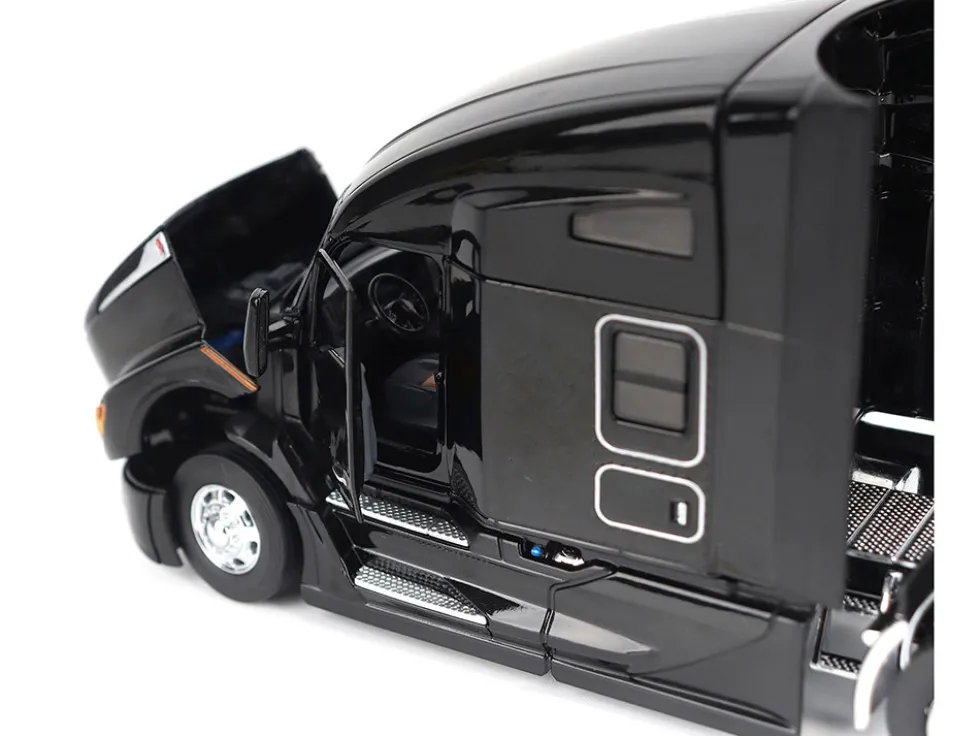 Kenworth T680 76" High Roof Sleeper Cab Truck Tractor Black "Transport Series" 1/50 Diecast Model by Diecast Masters