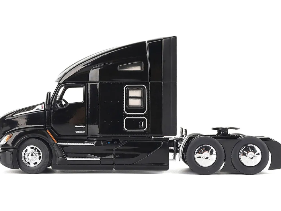 Kenworth T680 76" High Roof Sleeper Cab Truck Tractor Black "Transport Series" 1/50 Diecast Model by Diecast Masters