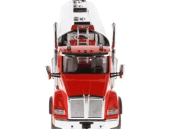 Kenworth T880 SBFA Tandem Day Cab Truck Pusher Axle Heil FD9300/DT-C4 Petroleum Tanker Trailer Frontier Tank Lines Red Chrome Transport Series Limited Edition 500 pieces Worldwide 1/50 Diecast Model Diecast Masters 64190