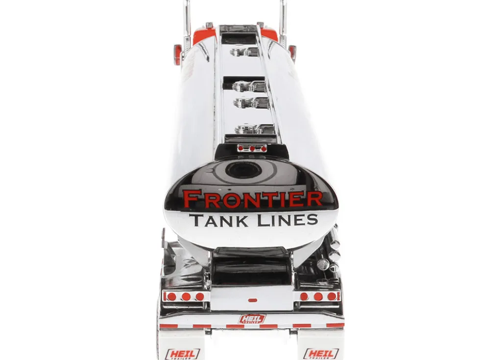 Kenworth T880 SBFA Tandem Day Cab Truck Pusher Axle Heil FD9300/DT-C4 Petroleum Tanker Trailer Frontier Tank Lines Red Chrome Transport Series Limited Edition 500 pieces Worldwide 1/50 Diecast Model Diecast Masters 64190