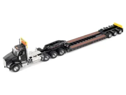 Kenworth T880 SBFA Tridem Truck with Trail King HDG Lowboy Trailer Black