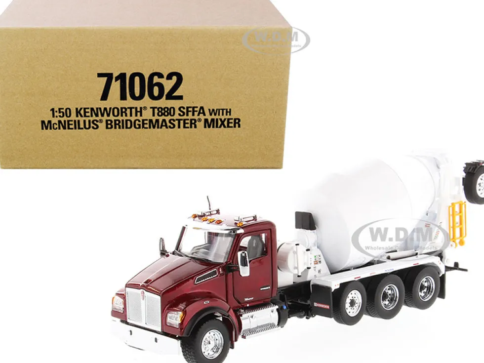 Kenworth T880 SFFA with McNeilus Bridgemaster Mixer Truck Radiant Red White 1/50 Diecast Model Diecast Masters 71062