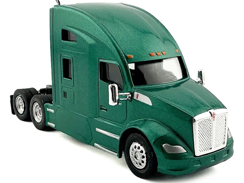 Kenworth T680 Sleeper Cab Green Metallic 1/87 (HO) Plastic Model Car by HO Logistics