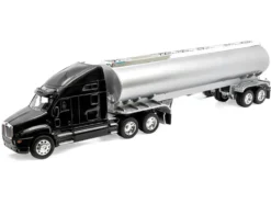 Kenworth T2000 Truck Black with Silver Tanker Trailer "Transporter" Series 1/32 Diecast Model by Welly