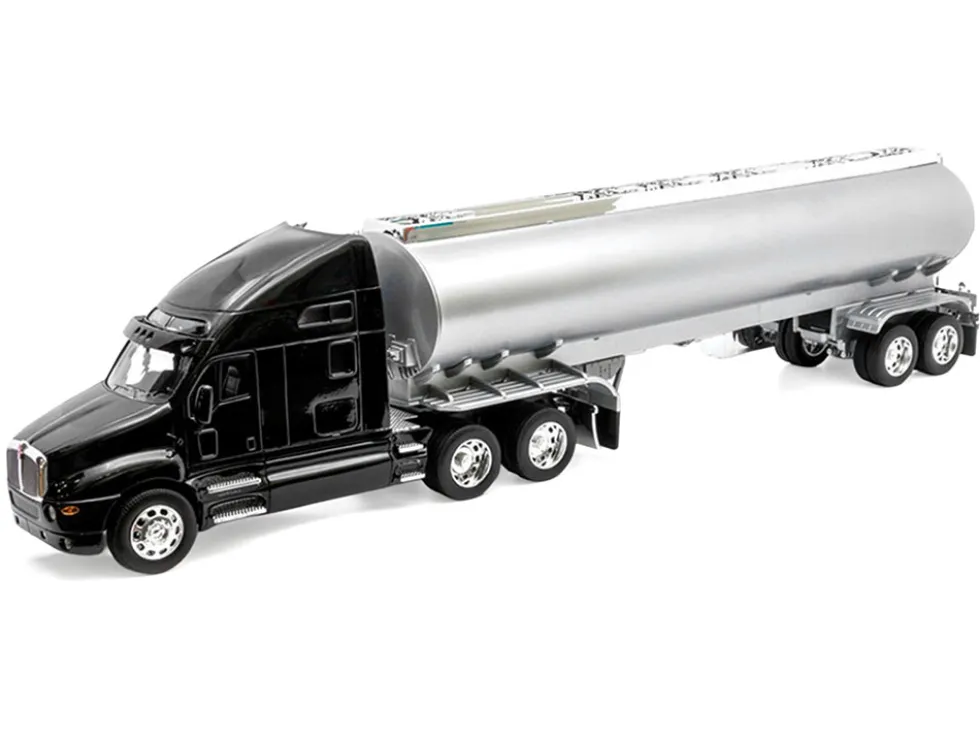 Kenworth T2000 Truck Black with Silver Tanker Trailer "Transporter" Series 1/32 Diecast Model by Welly