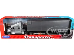 Kenworth T2000 Truck Silver Metallic with Gray Container "Transporter" Series 1/32 Diecast Model by Welly