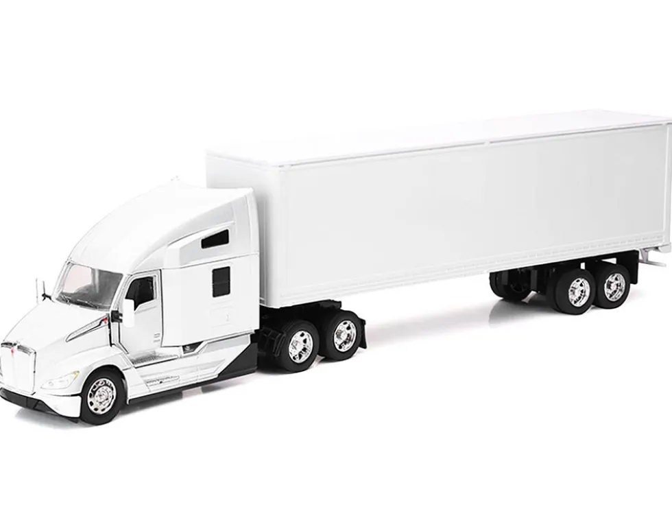Kenworth T680 Truck White with Dry Van Trailer White "Long Haul Trucker" Series 1/32 Diecast Model by New Ray