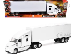 Kenworth T680 Truck White with Dry Van Trailer White "Long Haul Trucker" Series 1/32 Diecast Model by New Ray