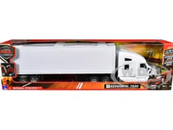 Kenworth T680 Truck White with Dry Van Trailer White