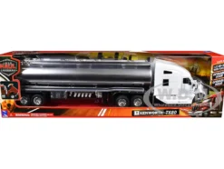 Kenworth T680 Truck White with Oil Tanker Trailer Chrome 
