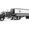 Kenworth W900A with 60" Flat Top Sleeper and 40' Vintage Trailer with Reefer "Dick Simon Trucking" Black with Graphics 1/64 Diecast Model by DCP/First Gear