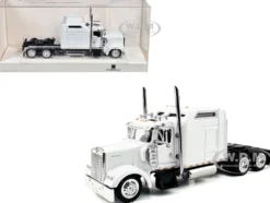 Kenworth W900L Truck Tractor with Sleeper Cab White 1/87 (HO) Plastic Model Car by HO Logistics