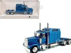 Kenworth W900L Truck Tractor with Sleeper Cab Blue Metallic 1/87 (HO) Plastic Model Car by HO Logistics