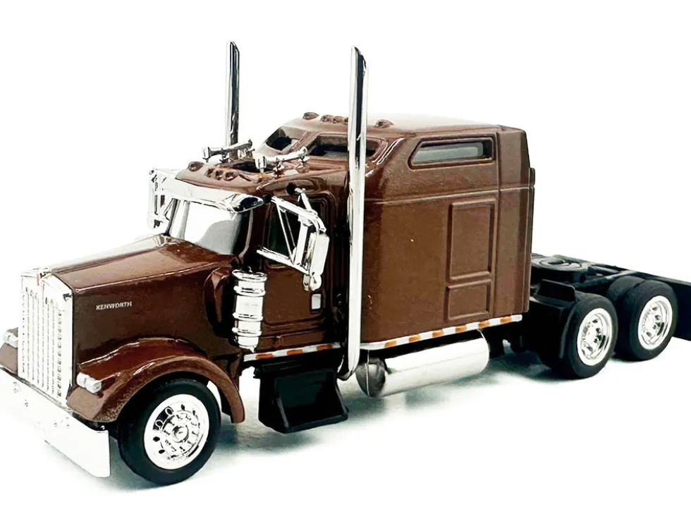 Kenworth W900L Truck Tractor with Sleeper Cab Brown Metallic 1/87 (HO) Plastic Model Car by HO Logistics