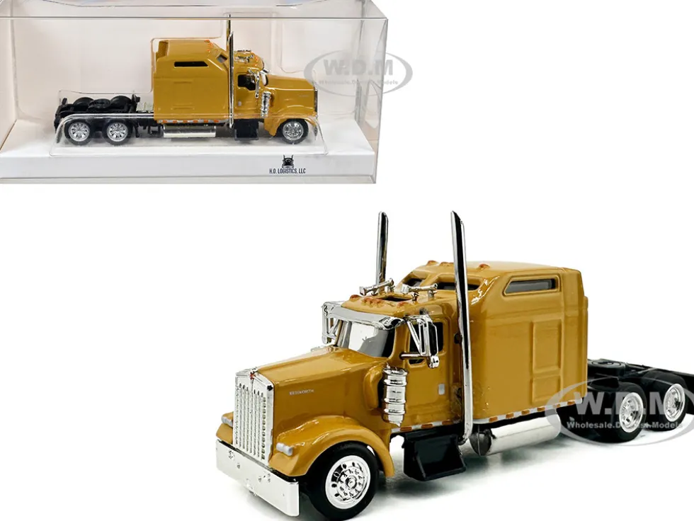 Kenworth W900L Truck Tractor with Sleeper Cab Yellow 1/87 (HO) Plastic Model Car by HO Logistics