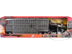 Kenworth W900 Truck Black with Pot Belly Livestock Chrome