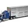 Kenworth W900 Truck Blue with Potbelly Livestock Trailer Chrome "Long Haul Truckers" Series 1/43 Diecast Model by New Ray