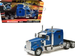Kenworth W900 Truck Tractor Blue Metallic 1/32 Diecast Model by New Ray