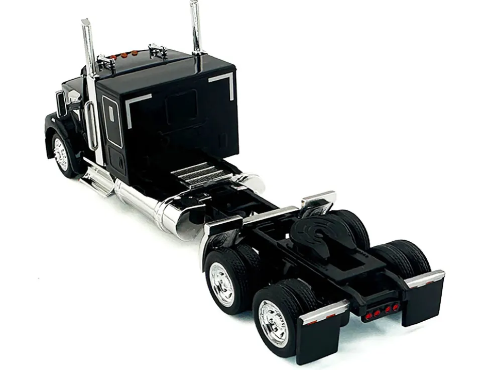 Kenworth W990 with Flat Top Sleeper Cab Black 1/87 (HO) Plastic Model Car by HO Logistics