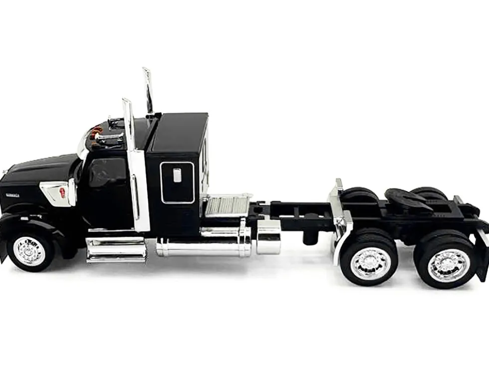 Kenworth W990 with Flat Top Sleeper Cab Black 1/87 (HO) Plastic Model Car by HO Logistics