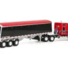 Kenworth W990 with 76" Mid-Roof Sleeper and Lode King Distinction Hopper Trailer Red and Black 1/64 Diecast Model by DCP/First Gear