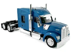 Kenworth W990 with Stand Up Sleeper Cab Blue Metallic 1/87 (HO) Plastic Model Car by HO Logistics