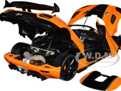 Koenigsegg Agera RS Cone Orange Black Carbon Accents 1/18 Model Car Autoart 79023