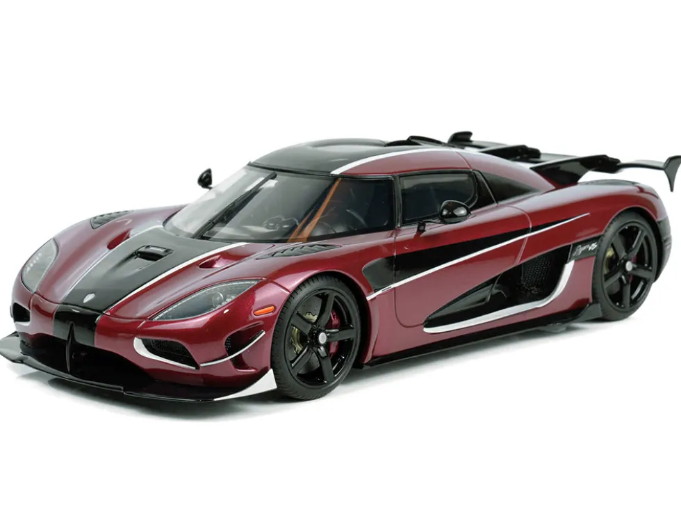 2017 Koenigsegg Agera RS Deep Red Metallic with Black Stripes 1/18 Model Car by GT Spirit
