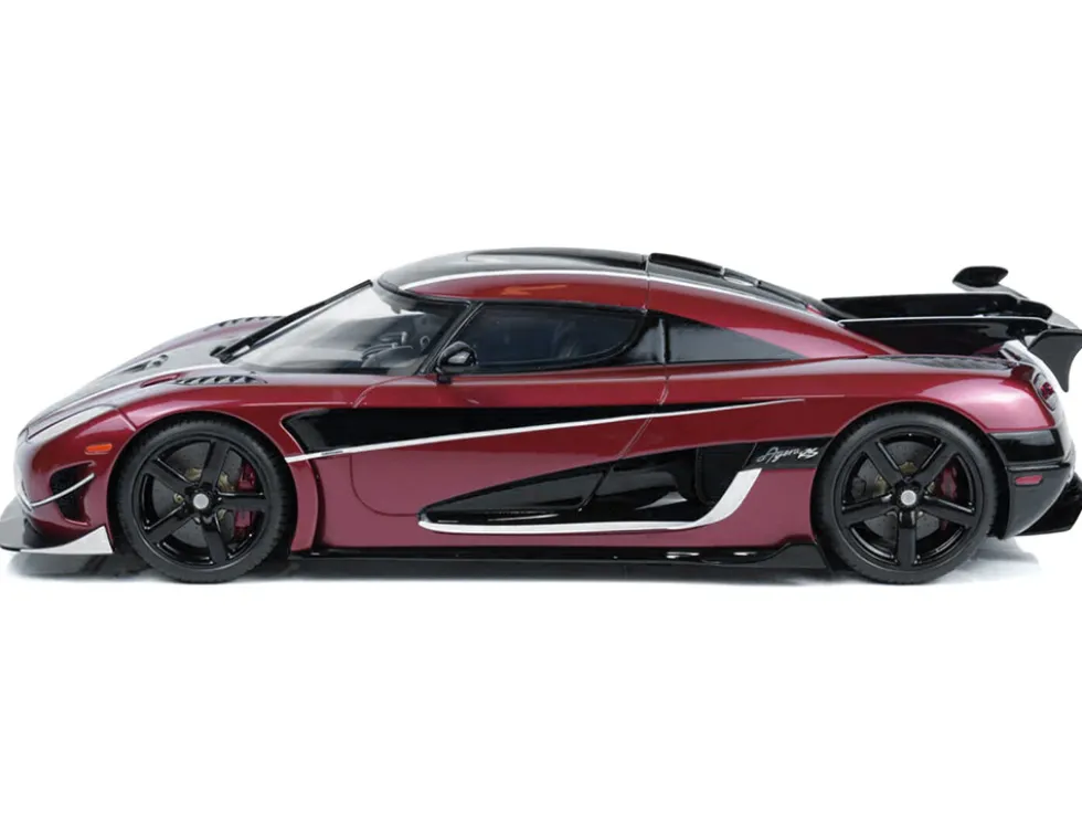 2017 Koenigsegg Agera RS Deep Red Metallic with Black Stripes 1/18 Model Car by GT Spirit