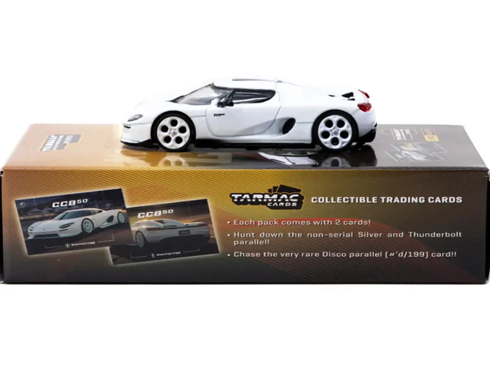 Koenigsegg CC850 White with Tarmac Cards "Global64" Series 1/64 Diecast Model by Tarmac Works